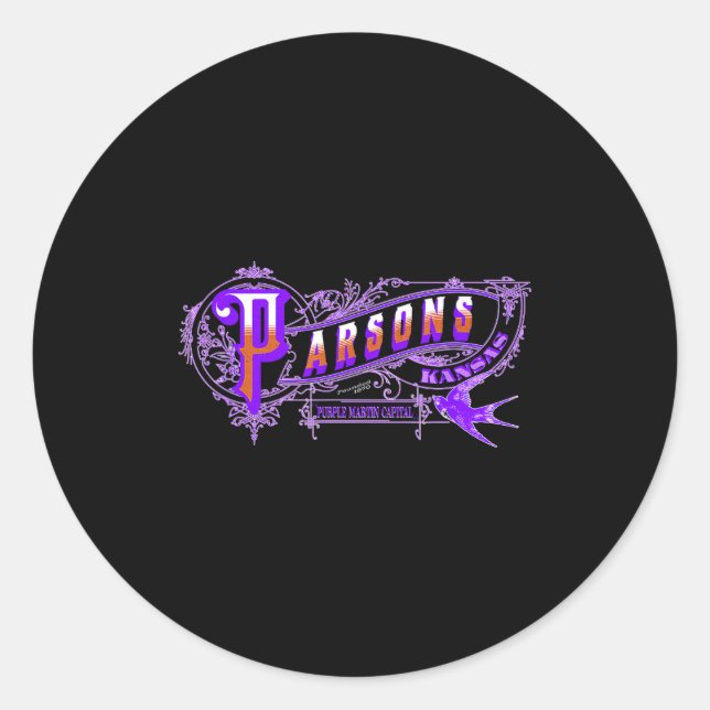 Parsons Kansas Purple Martin Bird  Classic Round Sticker (Front)