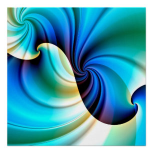 Part of a Wave (turquoise-ultramarine yellow) Poster
