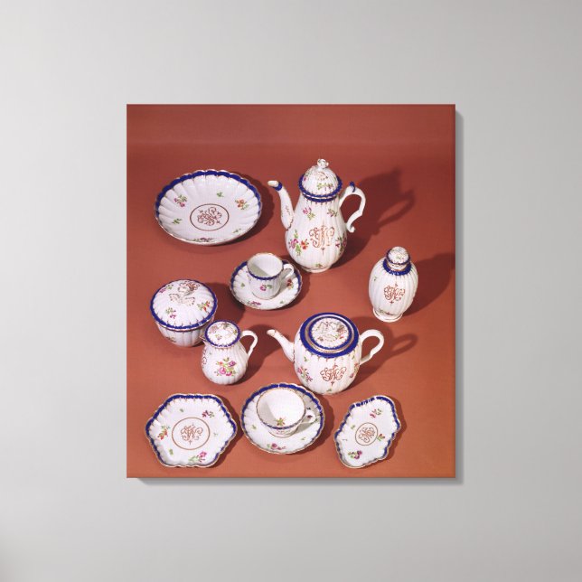Part of a Worcester monogrammed tea service Canvas Print (Front)
