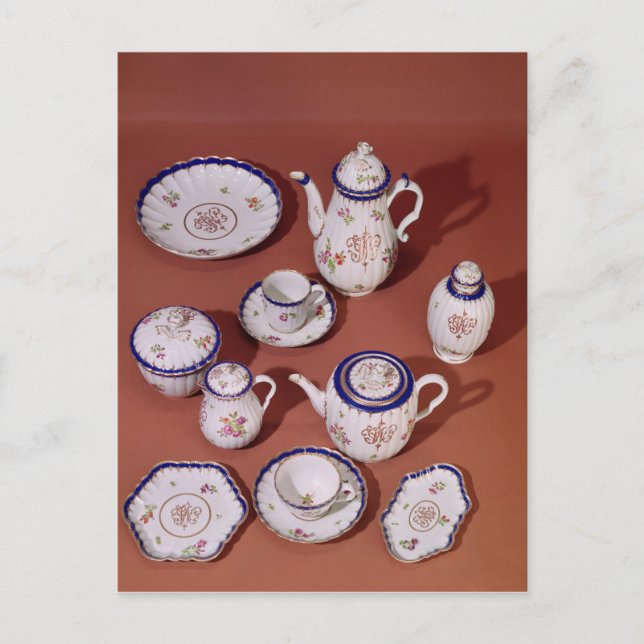 Part of a Worcester monogrammed tea service Postcard (Front)