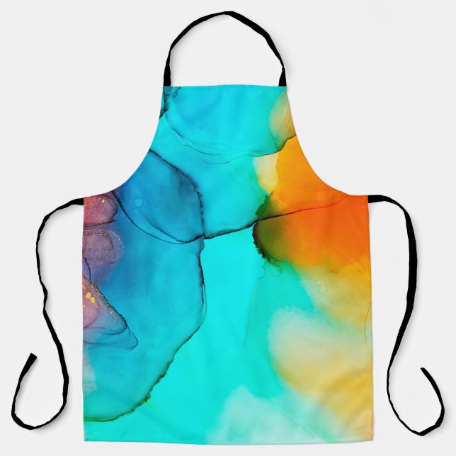 Part of alcohol ink painting, macro photo, abstrac apron (Front)