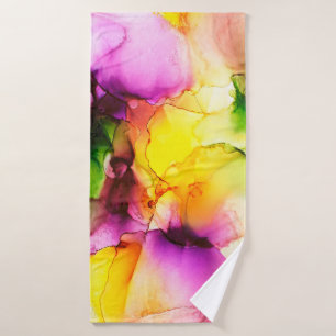 Part of alcohol ink painting, macro photo, abstrac bath towel