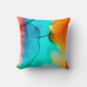 Part of alcohol ink painting, macro photo, abstrac cushion