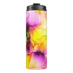 Part of alcohol ink painting, macro photo, abstrac thermal tumbler