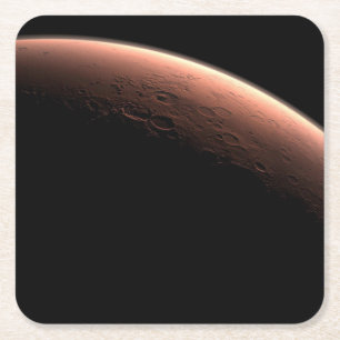 Part Of Mars At The Boundary Of Light And Dark. Square Paper Coaster