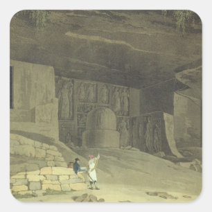 Part of the Kanaree Caves, Salsette, plate 62 from Square Sticker