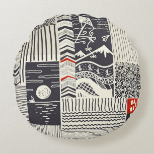 Part of wood with peeled green paint, abstract te round cushion