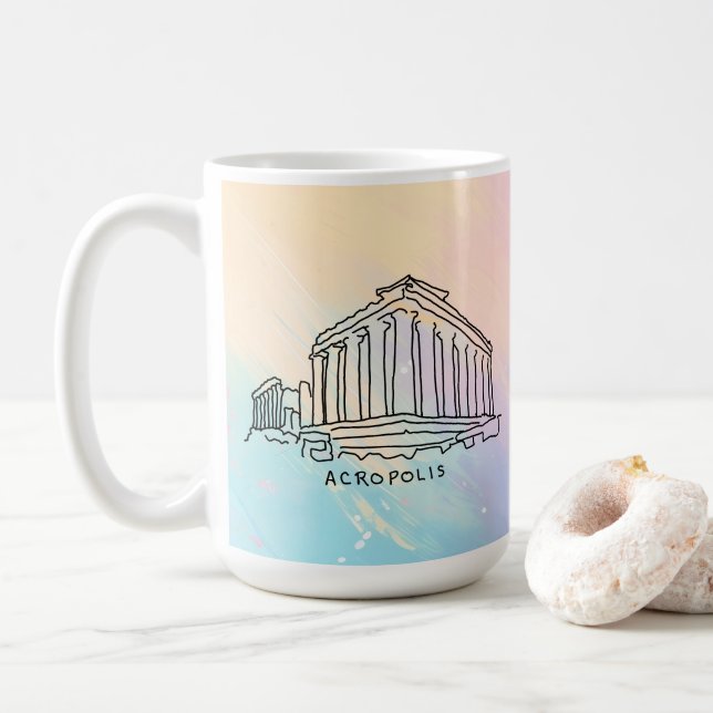 Parthenon Acropolis Athens Greece Travel Souvenir Coffee Mug (With Donut)