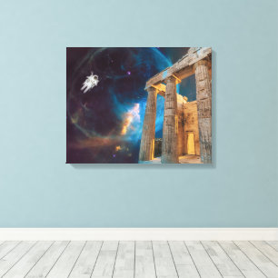 Parthenon Acropolis Greece Meets Space Canvas Print