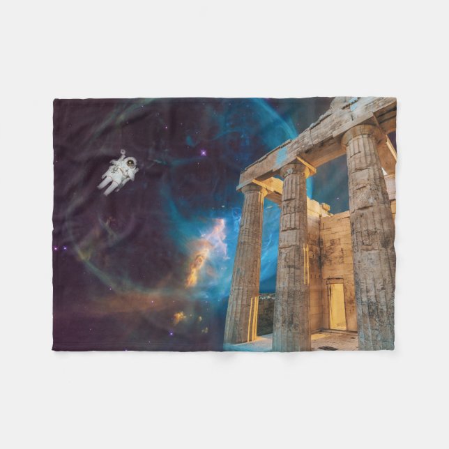 Parthenon Acropolis Greece Meets Space Fleece Blanket (Front (Horizontal))