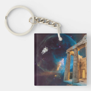 Parthenon Acropolis Greece Meets Space Key Ring