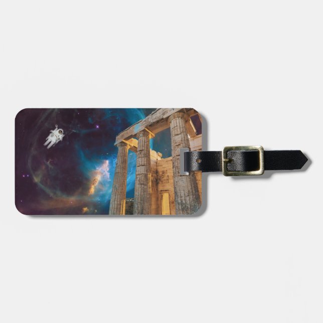 Parthenon Acropolis Greece Meets Space Luggage Tag (Front Horizontal)