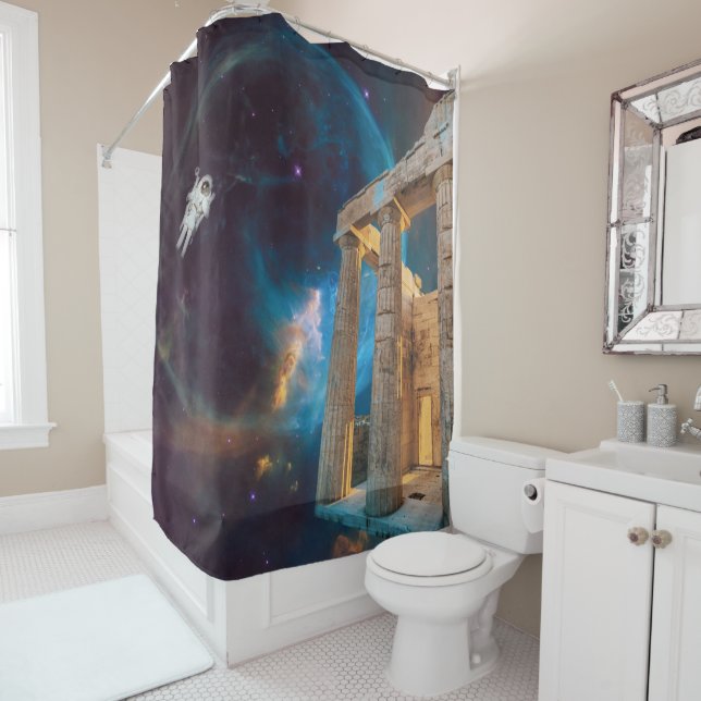 Parthenon Acropolis Greece Meets Space Shower Curtain (In Situ)