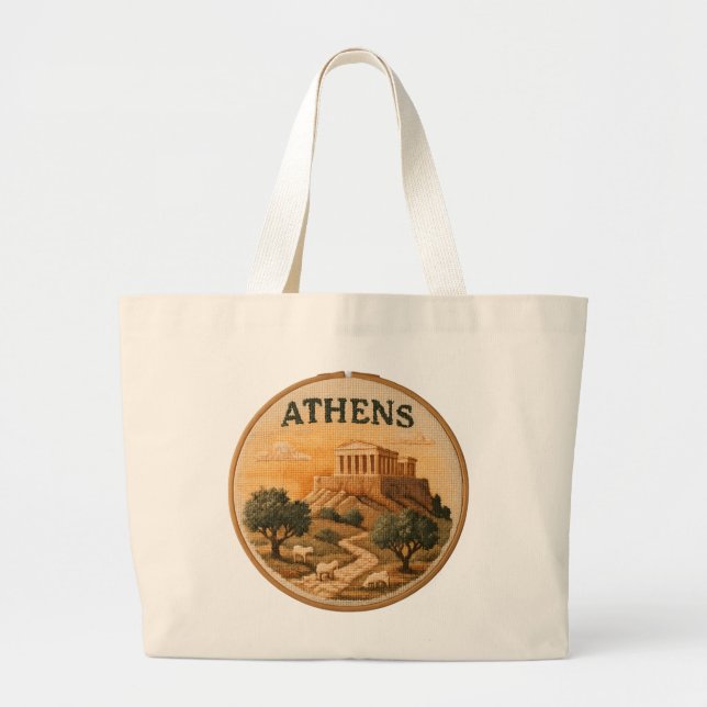 Parthenon Acropolis Large Tote Bag (Front)