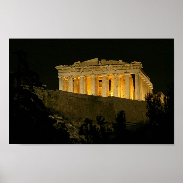 Parthenon at Night Poster (Front)