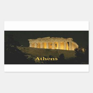 Parthenon at Night Rectangular Sticker