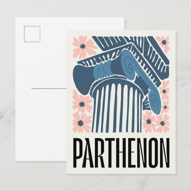 Parthenon Athens Greece abstract travel floral art Postcard (Front/Back)