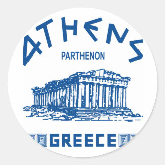 Parthenon - Athens - Greek (blue) Classic Round Sticker