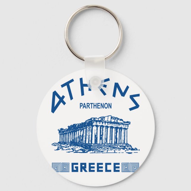 Parthenon - Athens - Greek (blue) Key Ring (Front)
