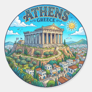 Parthenon Greece Classic Round Sticker
