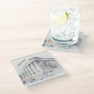 Parthenon in Athens, Greece Travel Art Glass Coaster