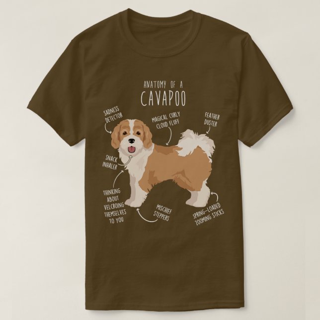 Parti Cavapoo Dog Anatomy T-Shirt (Design Front)
