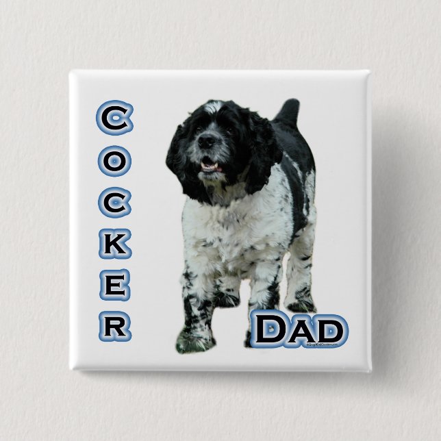 Parti Cocker Spaniel Dad 4 - Button (Front)