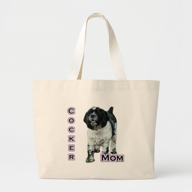 Parti Cocker Spaniel Mum; Mum of Cocker Spaniel Large Tote Bag (Front)