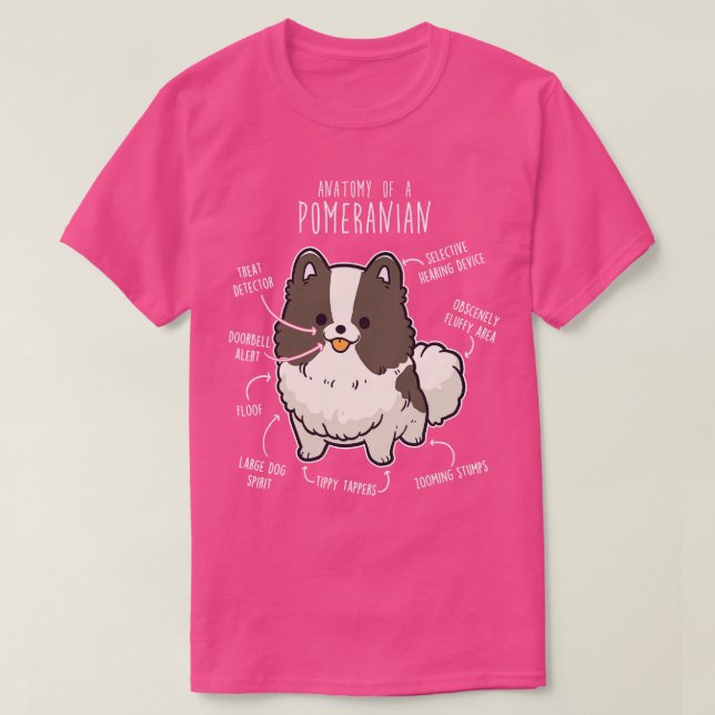 Parti Pomeranian Dog Anatomy 2 T-Shirt (Design Front)