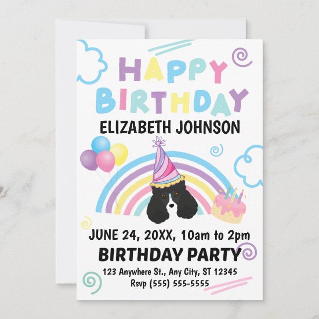 Parti Poodle Birthday Invitation (Front)