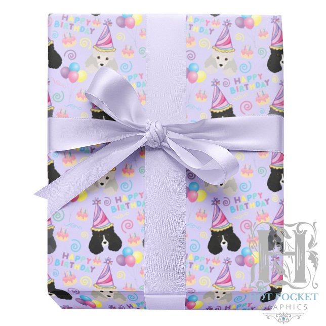Parti Poodle Wrapping Paper in Purple (Creator Uploaded)