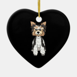 Parti Yorkie Cute Art Ceramic Tree Decoration