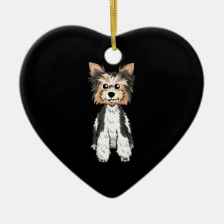 Parti Yorkie Cute Art Ceramic Tree Decoration