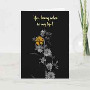 Partial Colour Black and White Flower Anniversary Card