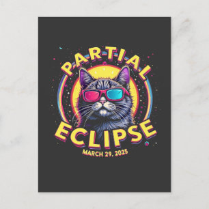 Partial Eclipse 2025 Cat Astronomy KItten Lovers Holiday Postcard