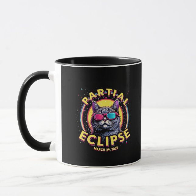 Partial Eclipse 2025 Cat Astronomy KItten Lovers Mug (Left)