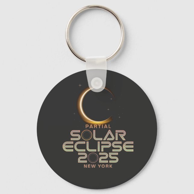 Partial Solar Eclipse 2025 Astronomy Event  Key Ring (Front)