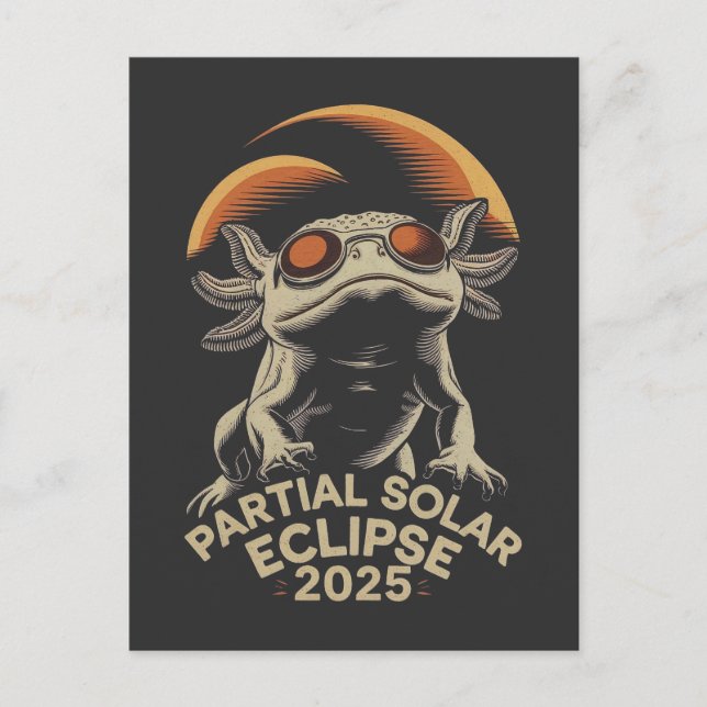 Partial Solar Eclipse 2025 Axolotl Ammph Holiday Postcard (Front)