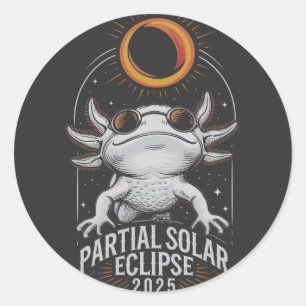 Partial Solar Eclipse 2025 Axolotl Amphibian  Classic Round Sticker