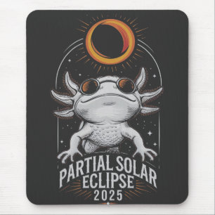 Partial Solar Eclipse 2025 Axolotl Amphibian  Mouse Mat