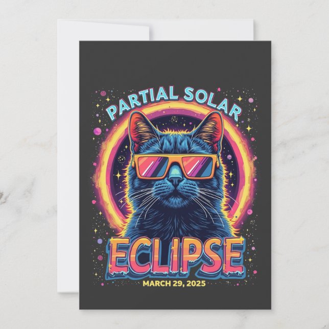 Partial Solar Eclipse 2025 Cat Kitten  Invitation (Front)