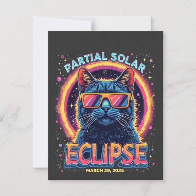 Partial Solar Eclipse 2025 Cat Kitten  Thank You Card (Front)