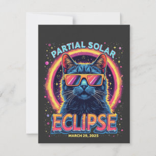 Partial Solar Eclipse 2025 Cat Kitten Thank You Card