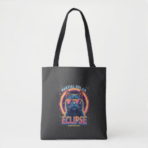 Partial Solar Eclipse 2025 Cat Kitten Tote Bag