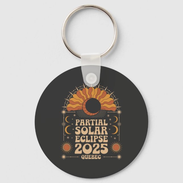 Partial Solar Eclipse 2025 Quebec Canada  Key Ring (Front)