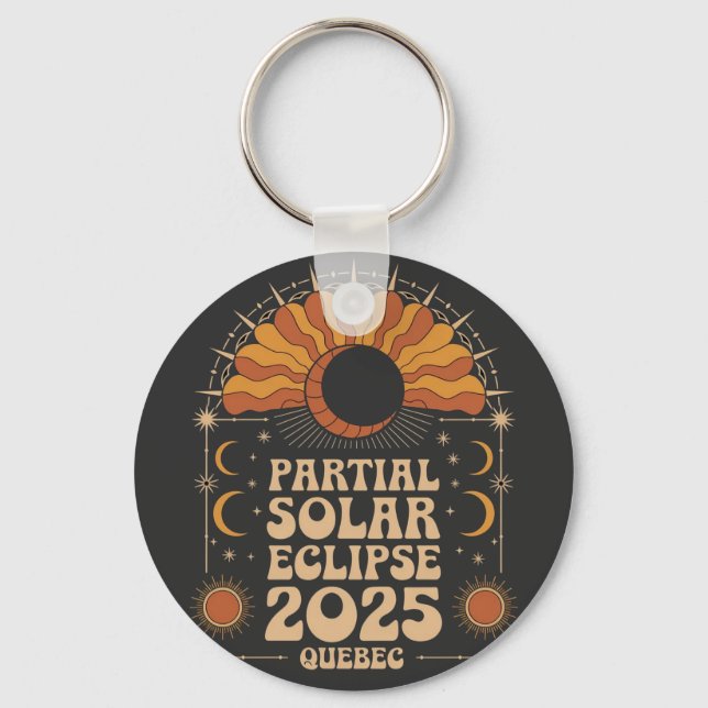 Partial Solar Eclipse 2025 Quebec Canada  Key Ring (Front)