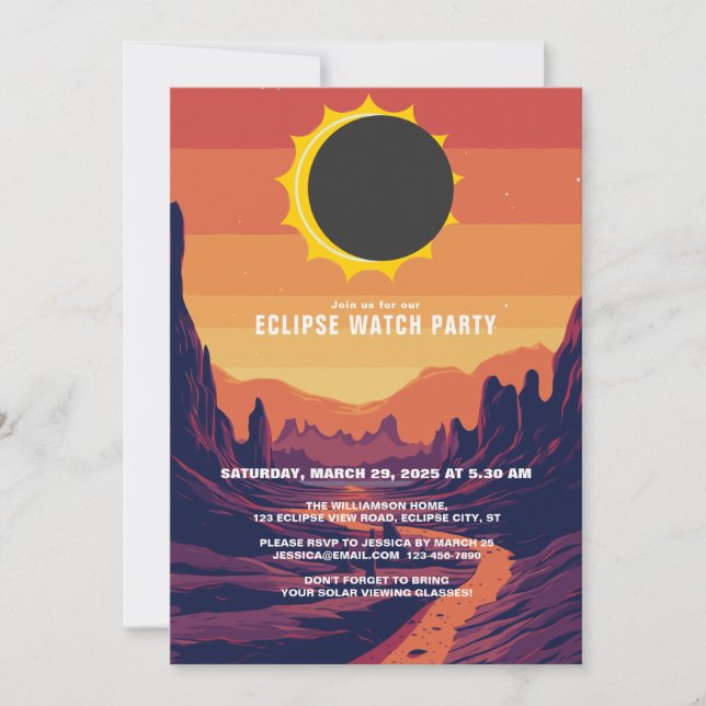 Partial Solar Eclipse 2025 Watch Party Invitation (Front)