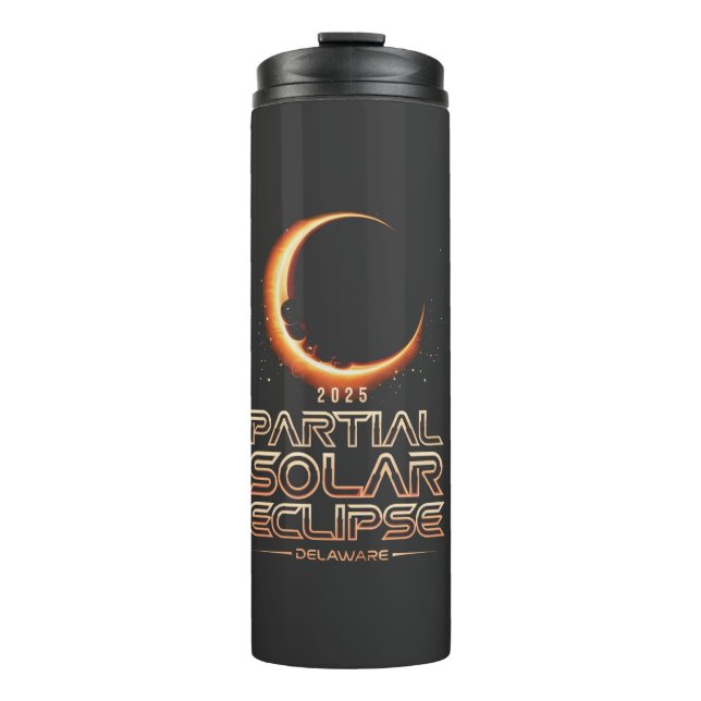 Partial Solar Eclipse New Jersey 2025 Thermal Tumbler (Front)