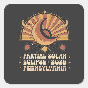 Partial Solar Eclipse Pennsylvania 2025 Square Sticker