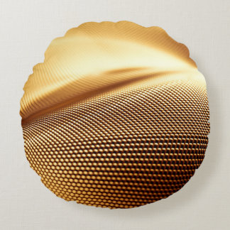 Particle drapery luxury gold background. 3d illust round cushion